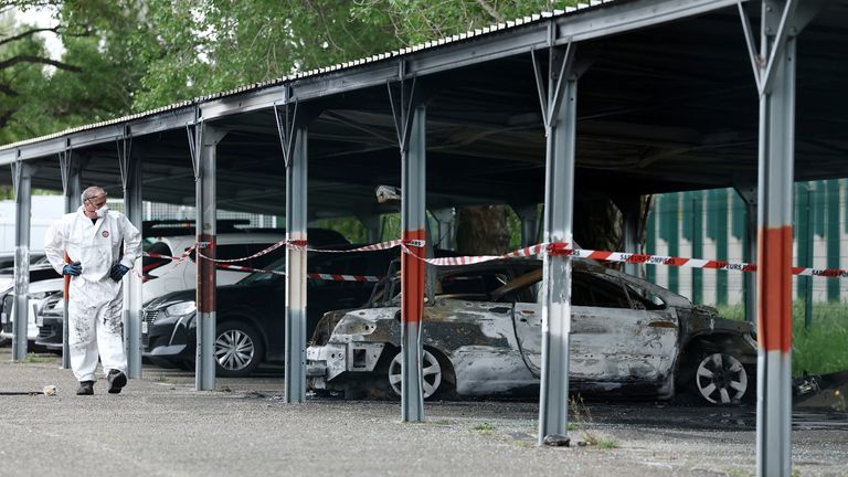 The incident at the jail in Tarascon was the second night of attacks in France. Pic: Reuters
