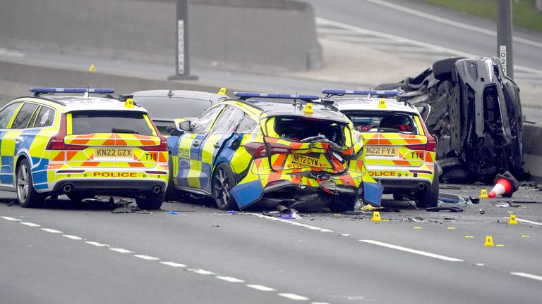 The scene on the A1, which has been shut in both directions on Tyneside.  Pic: PA