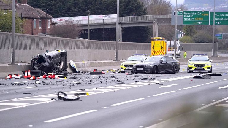 Five-vehicle crash involving police vehicles shuts down A1
