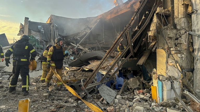 Factory hit by Russian strike in Kharkiv