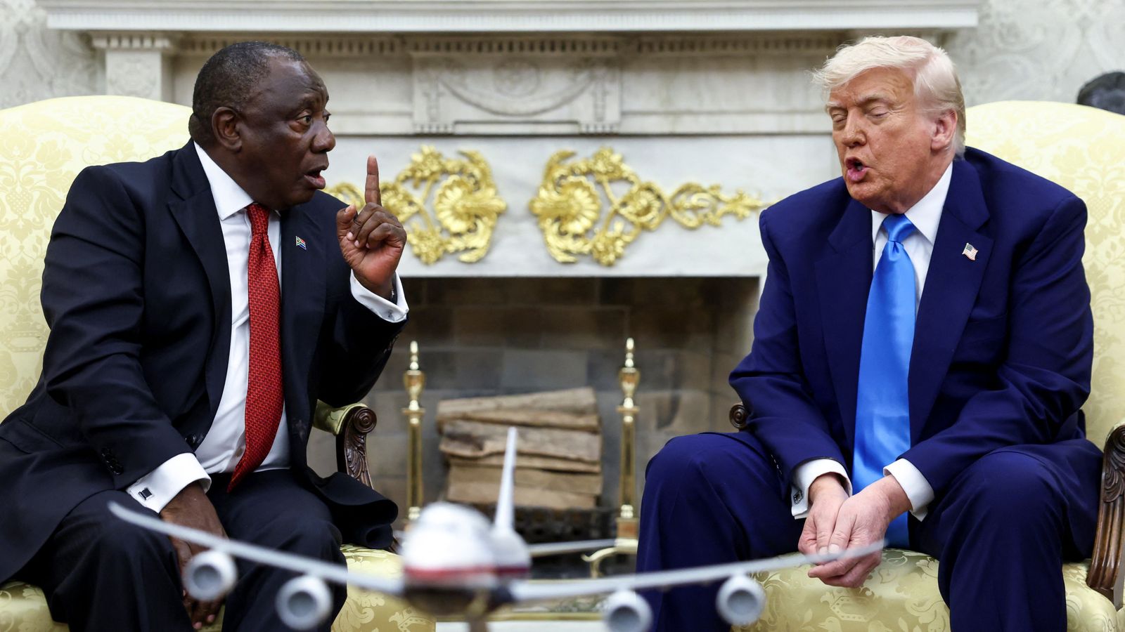 Donald Trump ambushes South African president at White House meeting by playing video alleging genocide Donald Trump ambushes South African president at White House meeting by playing video alleging genocide