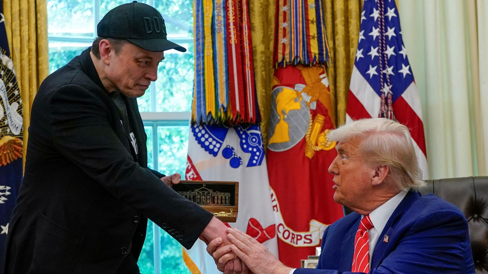 Musk appears with black eye at White House farewell - as Trump says he's 'not really leaving'