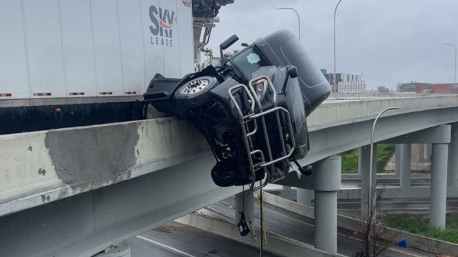 'I'm hanging on over the bridge. I don't want to die': Driver's terrifying ordeal in lorry