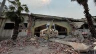 Mosque in Pakistan damaged by Indian air strike. Grab from Cordelia Lynch report on anger in Pakistan after Indian air strikes