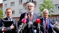Gerry Adams speaks to media.
Pic: Reuters