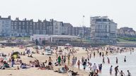 People enjoying the warm weather on the beach in Margate, Kent. Pic: PA