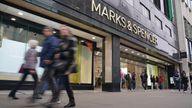 A Marks and Spencer store on Oxford Street in London. Marks & Spencer's sales surged 5.6% compared to last year during the third quarter, which includes the vital Christmas trading period. Pic: PA