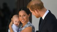 File photo dated 25/9/2019 of the Duke and Duchess of Sussex holding their son Archie during a meeting with Archbishop Desmond Tutu and Mrs Tutu at their legacy foundation in cape Town, on day three of their tour of Africa. Pic: PA