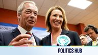 Nigel Farage and candidate Sarah Pochin.
Pic: Reuters