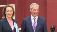 Nigel Farage with Reform's Runcorn candidate Sarah Pochin