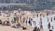 People enjoy the warm weather on the beach in Margate, Kent. Thursday is expected to be the hottest day of the year so far, with forecasters predicting temperatures could hit 30C at the earliest point on record. Picture date: Thursday May 1, 2025.
