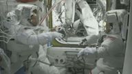Astronauts preparing for the spacewalk