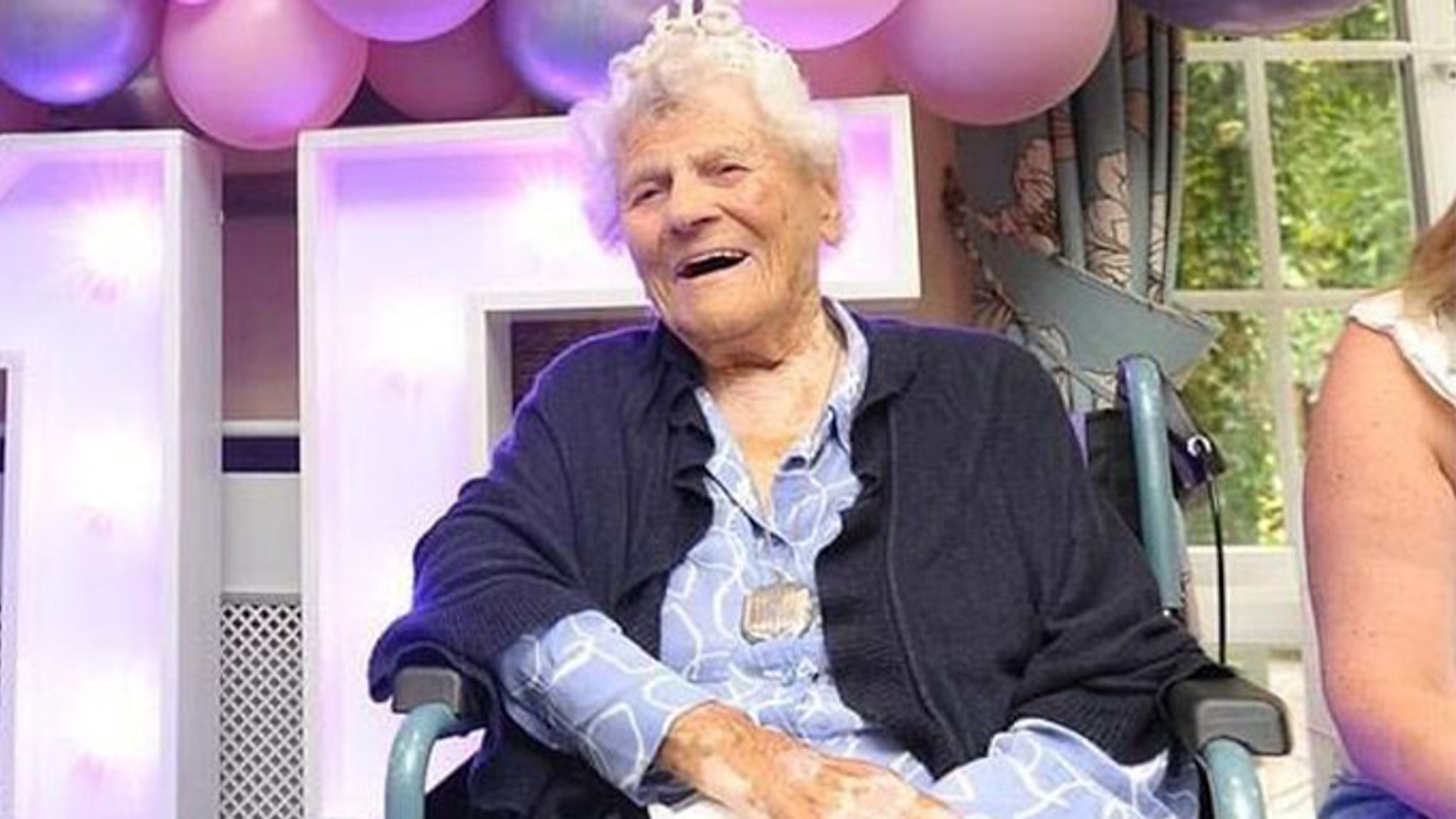 Ethel Caterham smiling on her 117th birthday.