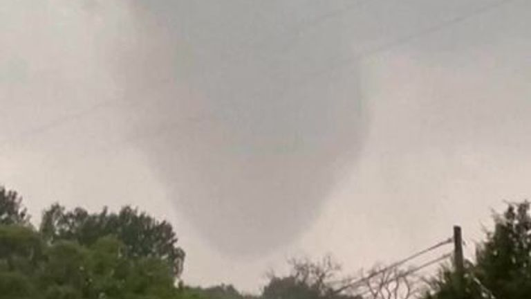 Funnel cloud spotted as a storm hits Texas