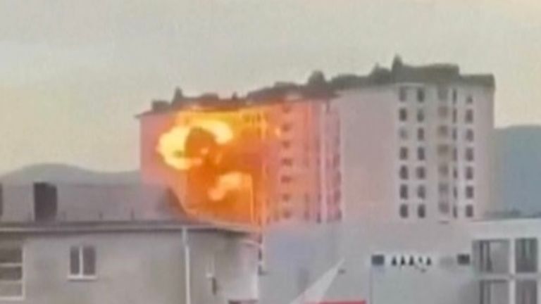 Residential building hit by Ukrainian drone in Russian city of Novorossiysk
