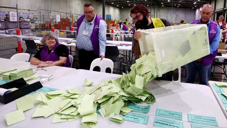 Staff counting ballots in Brisbane. Pic: Reuters