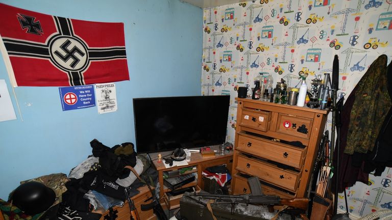 A Nazi flag was found in Brogan Stewart's bedroom. Pic: PA/Counter Terrorism Policing North East