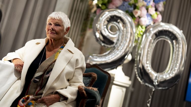 Dame Judi sits while Frances Segelman sculpts a bust of her. Pic: PA