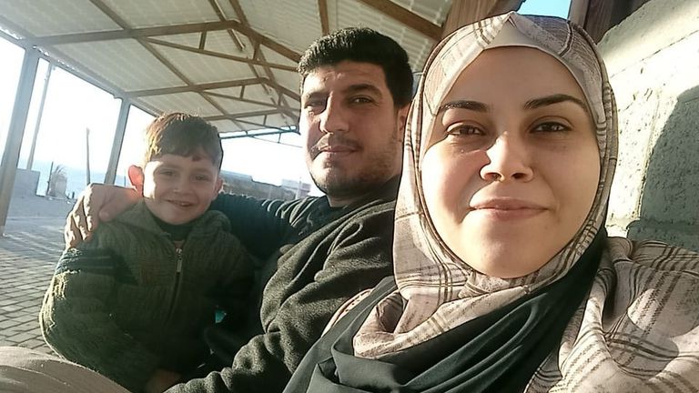 Huda (L) with her husband Ahmad (C) and their son Mohammed (L). Pic: Ahmad Ngat