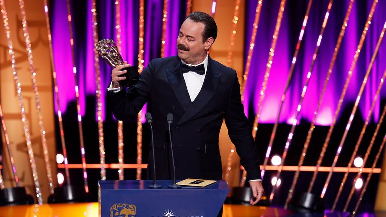 Danny Dyer won his first BAFTA for male performance in a comedy programme for Mr Bigstuff. Pic: John Phillips/ Getty Images for BAFTA