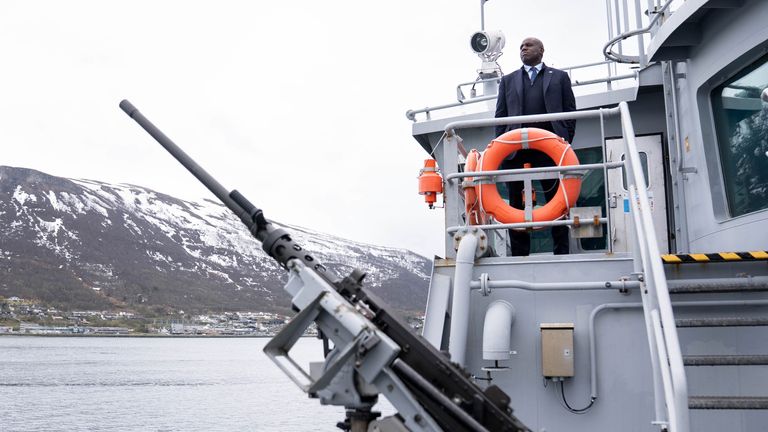 David Lammy on board a Norwegian coastguard ship in Tromso. Pic: PA