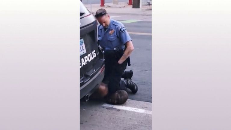 Derek Chauvin kneeling on George Floyd's neck