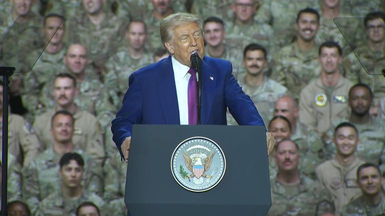 Donald Trump at an air base in Qatar