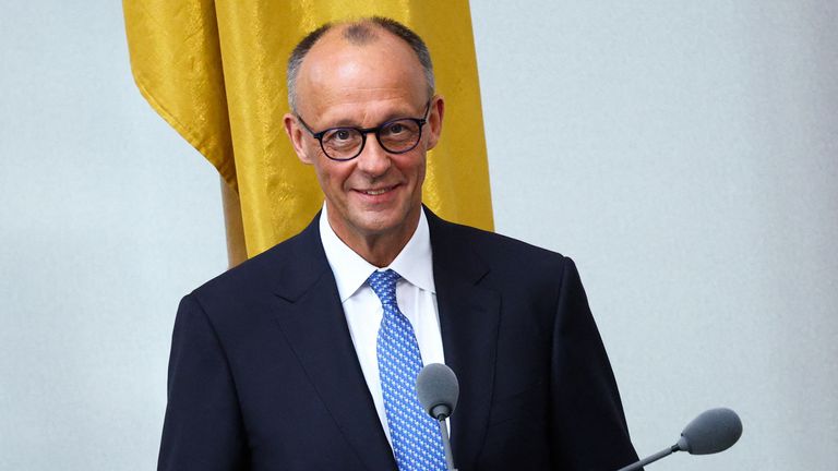 Friedrich Merz during his swearing in ceremony. Pic: Reuters