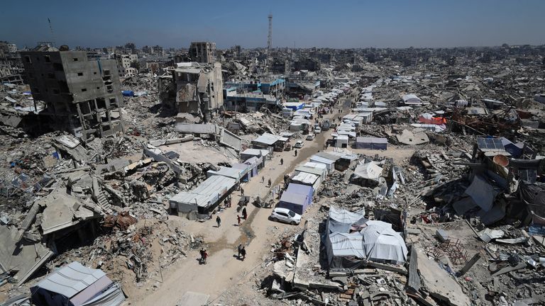 Gaza after around a year and a half of Israeli attacks.
Pic: Reuters/Mahmoud Issa