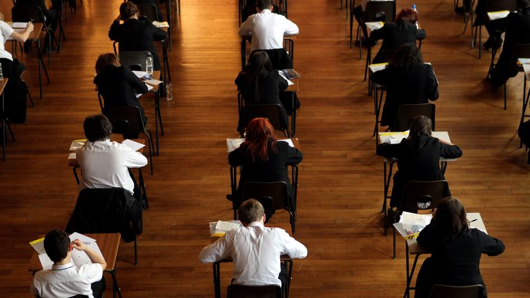 A maths exam in progress at Pittville High School, Cheltenham.
File pic: PA