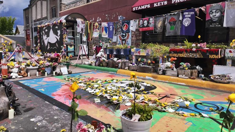 George Perry Floyd Square, a makeshift memorial area