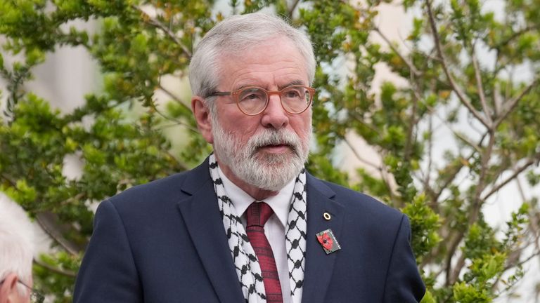 Gerry Adams outside the High Court in Dublin.
Pic: PA