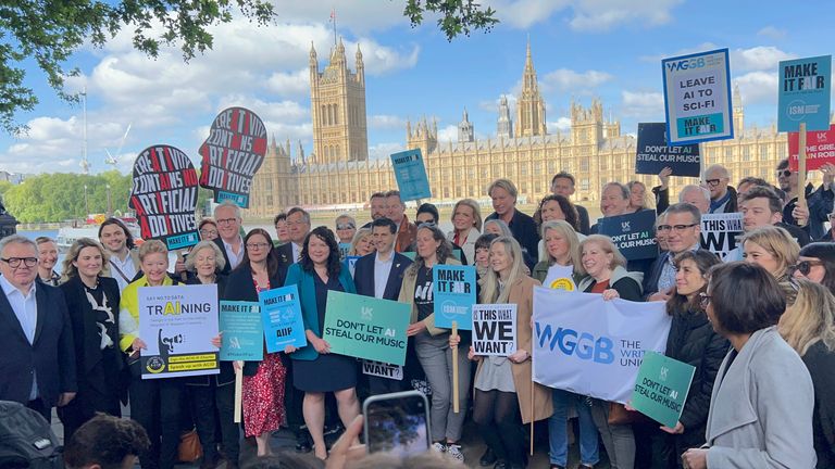 UK Music organised a protest against AI copyright plans at Westminster earlier in the summer