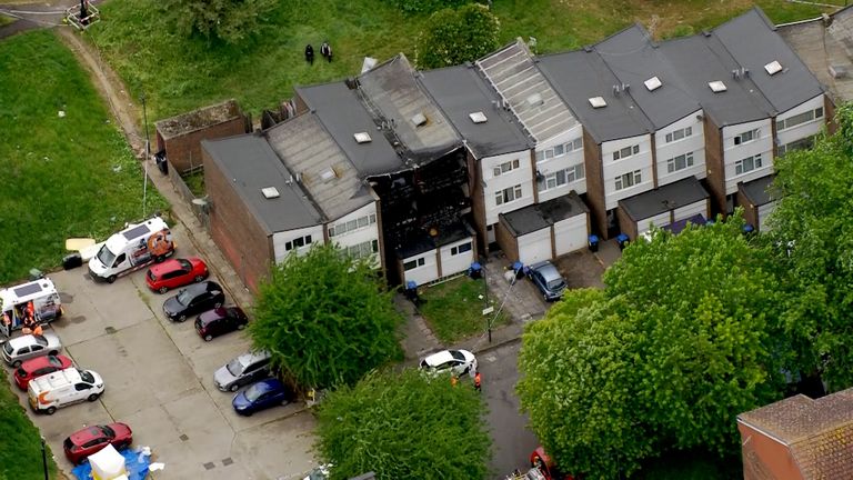 A 43-year-old woman and three children died at the scene in Brent, northwest London. 