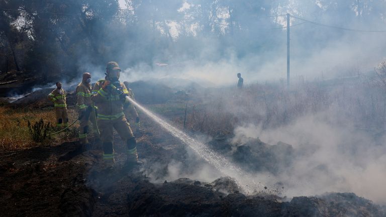 The fire is now said to be mostly contained. Pic: Reuters