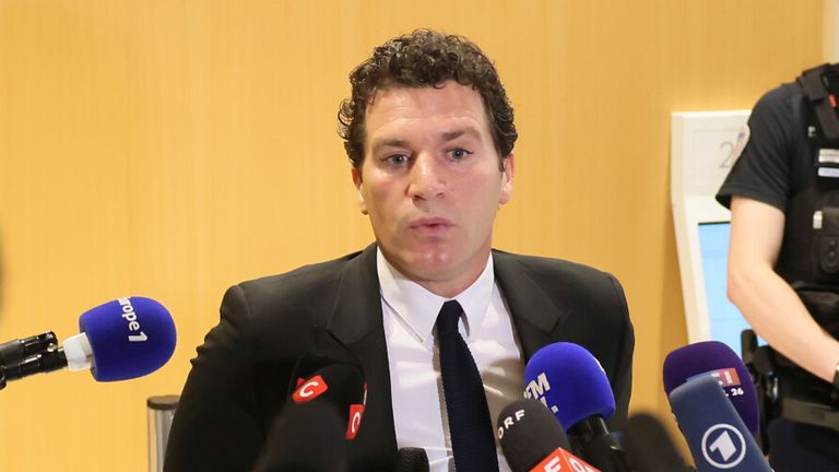 French actor Gerard Depardieu's lawyer Jeremie Assous speaks with the media after a verdict was delivered on accusations that the actor sexually assaulted two women who were working on a film with him in 2021, in Paris, Tuesday, May 13, 2025. (AP Photo/Thomas Padilla)