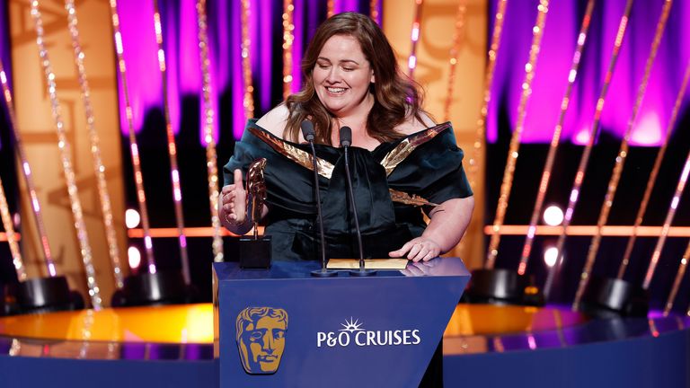 Baby Reindeer star Jessica Gunning won her first BAFTA. Pic: BAFTA