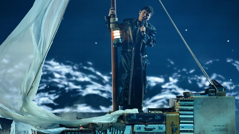JJ singing Wasted Love for Austria. Pic: Reuters