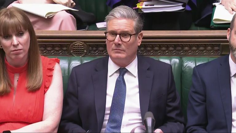 Keir Starmer during PMQs