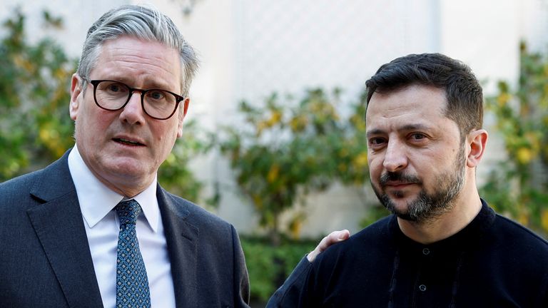 Sir Keir Starmer and Volodymyr Zelenskyy during a meeting in March. Pic: AP