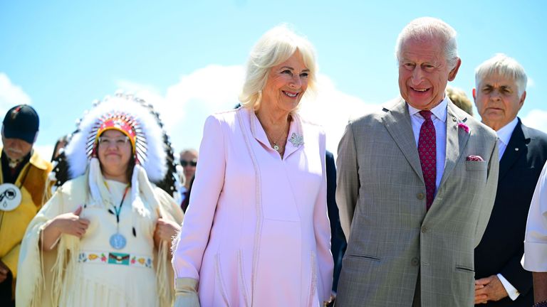 King Charles III and Queen Camilla as they arrive at Ottawa Airport. Pic: PA