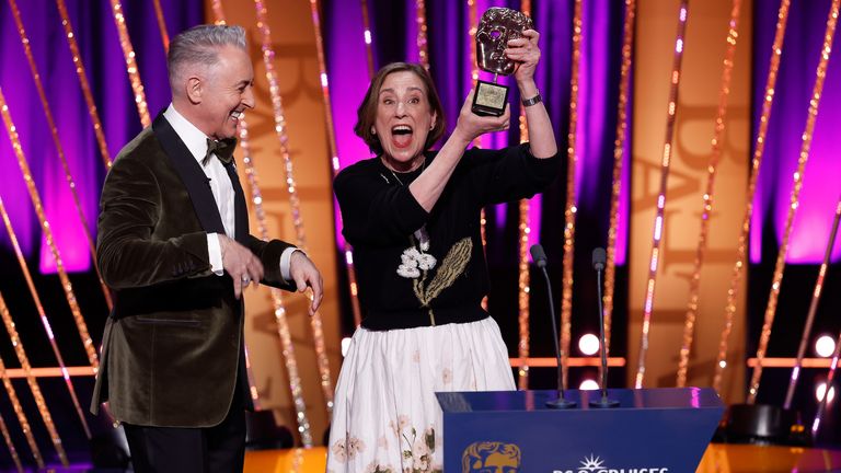 Kirsty Wark celebrates her fellowship. Pic: BAFTA