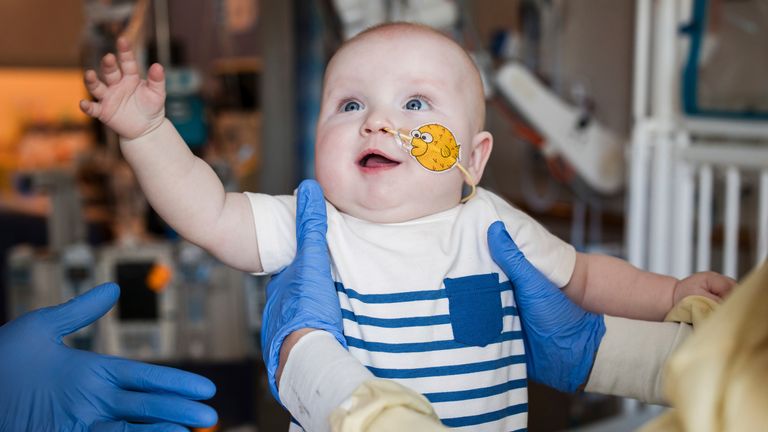 KJ Muldoon in hospital in April. Pic: Chloe Dawson/Children's Hospital of Philadelphia