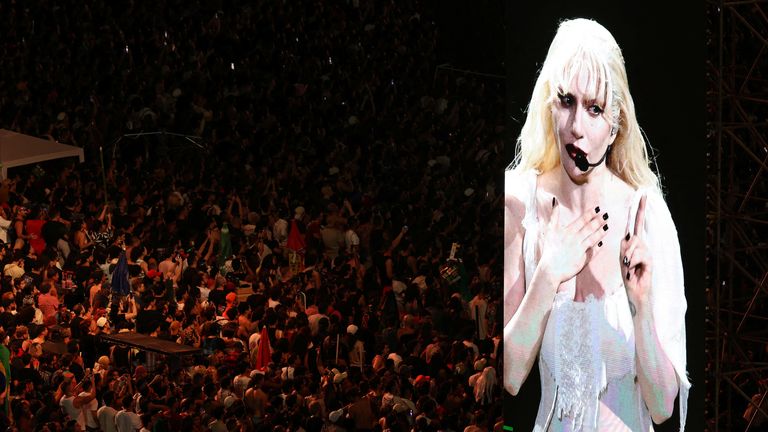 People gather to attend Lady Gaga's open concert, in Copacabana beach in Rio de Janeiro, Brazil May 3, 2025. REUTERS/Pilar Olivares