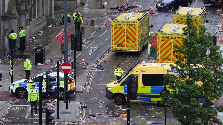 Fans left the area as police and emergency personnel deal with the incident.
Pic: AP