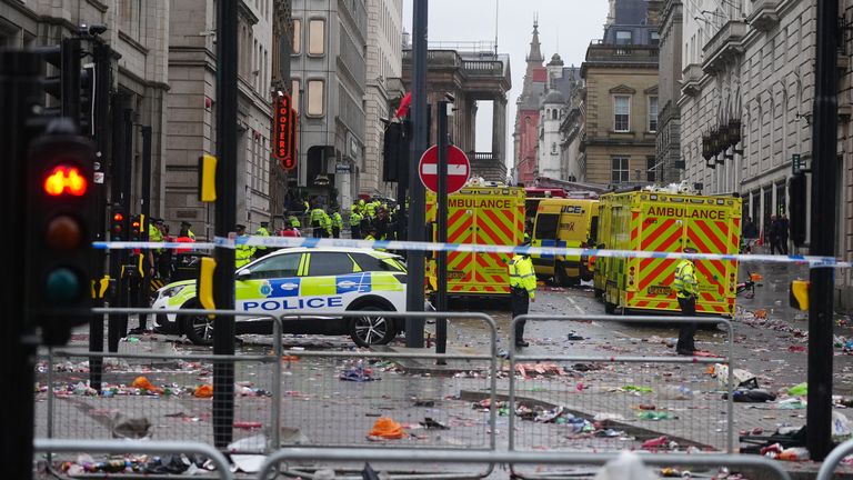 Several ambulance services are at the scene. Pic: PA