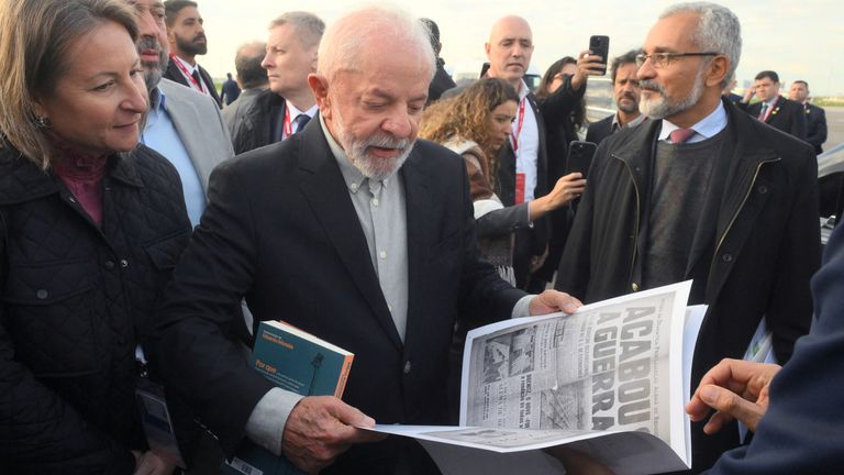 Brazilian President Lula da Silva arrives in Moscow ahead of Victory Day celebrations. Pic: Reuters