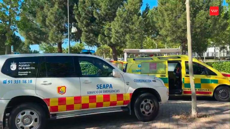 Emergency vehicles at the scene. Pic: 112 Madrid