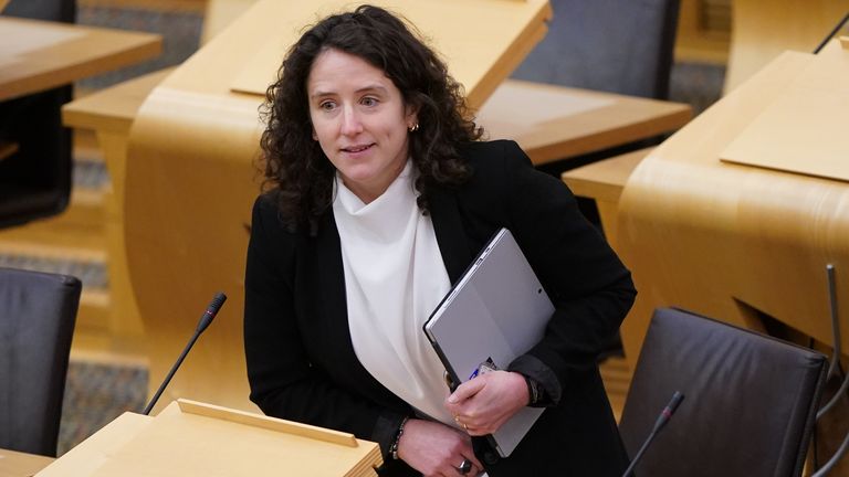 Mairi Gougeon Cabinet Secretary for Rural Affairs during First Minster's Questions, at the Scottish Parliament in Holyrood, Edinburgh. Picture date: Thursday February 8, 2024.
