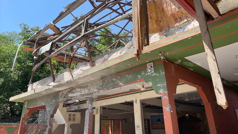 The damaged mosque